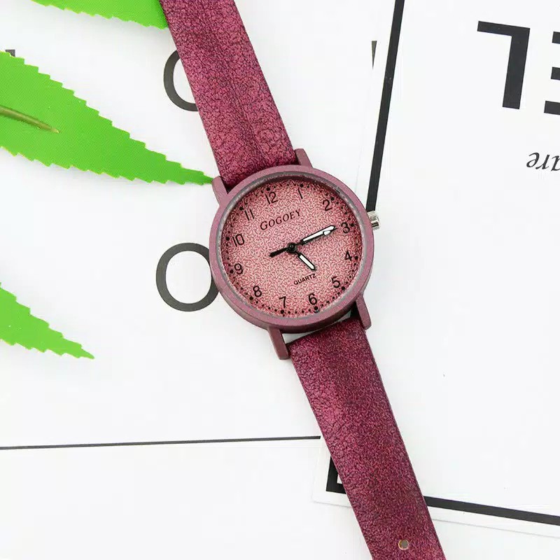 186 Gogoey Jam tangan wanita Quartz Kulit Analog Jam Tangan Murah