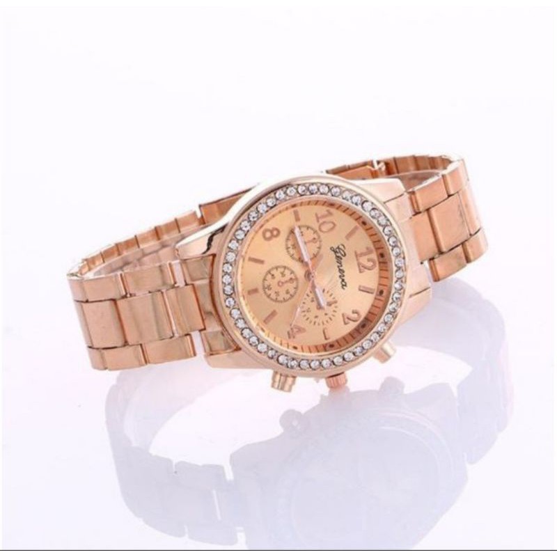 Geneva Jam Wanita Rantai Analoq Diamond Fashion Casual Watch 10-1