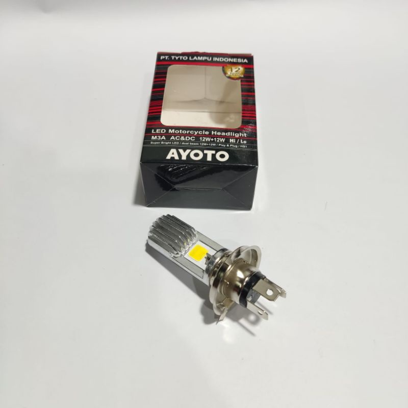 Lampu depan LED Ayoto H4 Vixion &amp; mobil  led headlamp original garasi 12 bulan