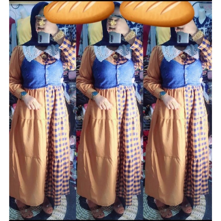 ONESET MIDI DRESS + ROMPI JEANS IMPORT TERBARU