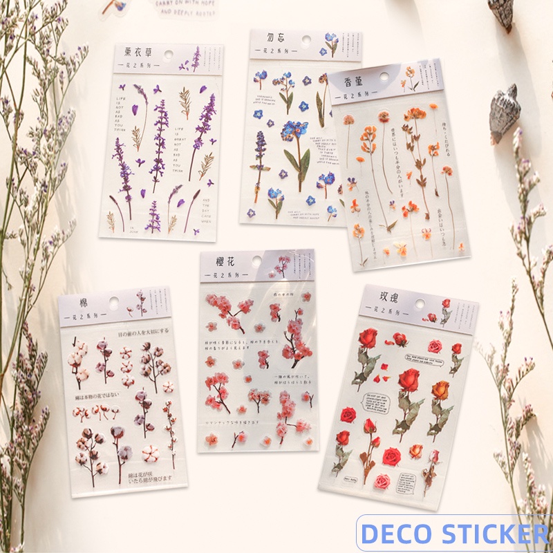 Creative Transparent PET Plant Stickers Diary Handbook DIY Decoration Material Stickers