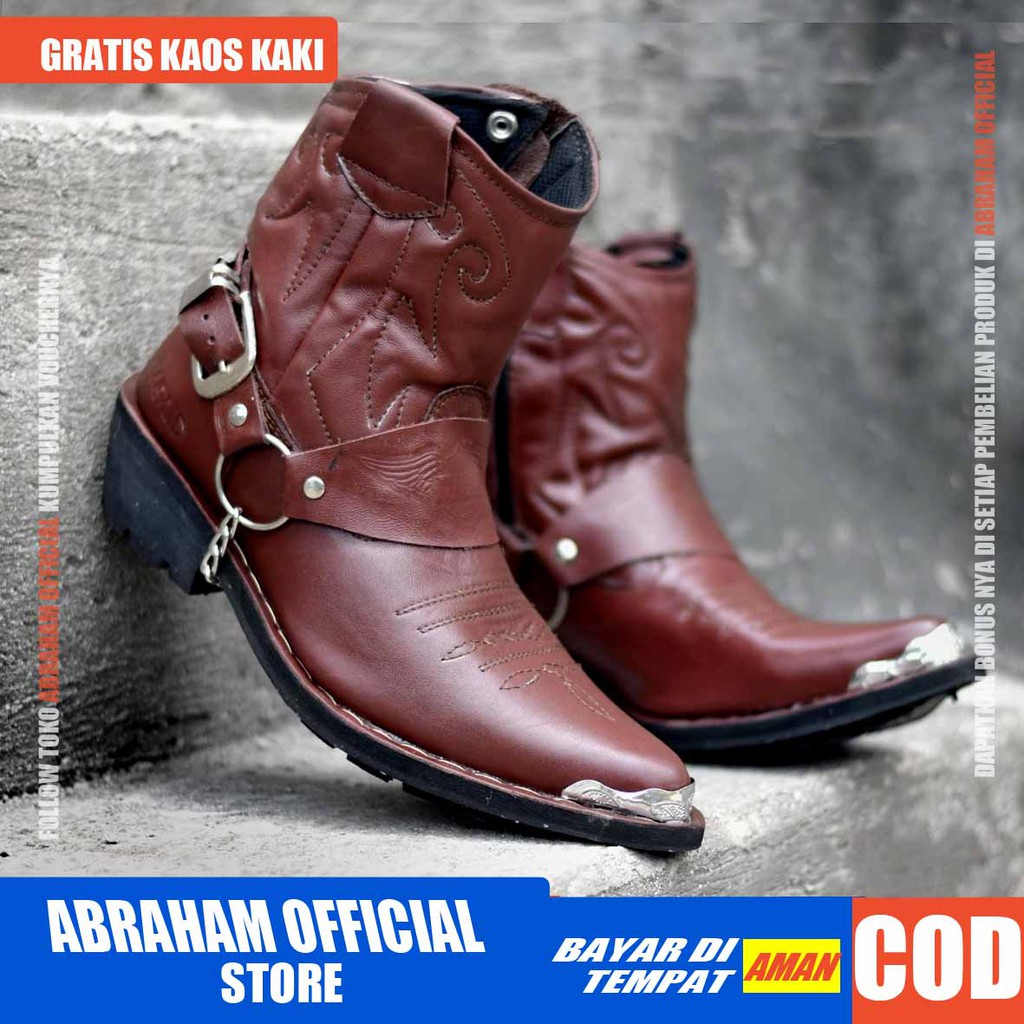 ABRHM X RAIDER Sepatu Boots Pria Cowboy Raiders Sepatu Touring Motor