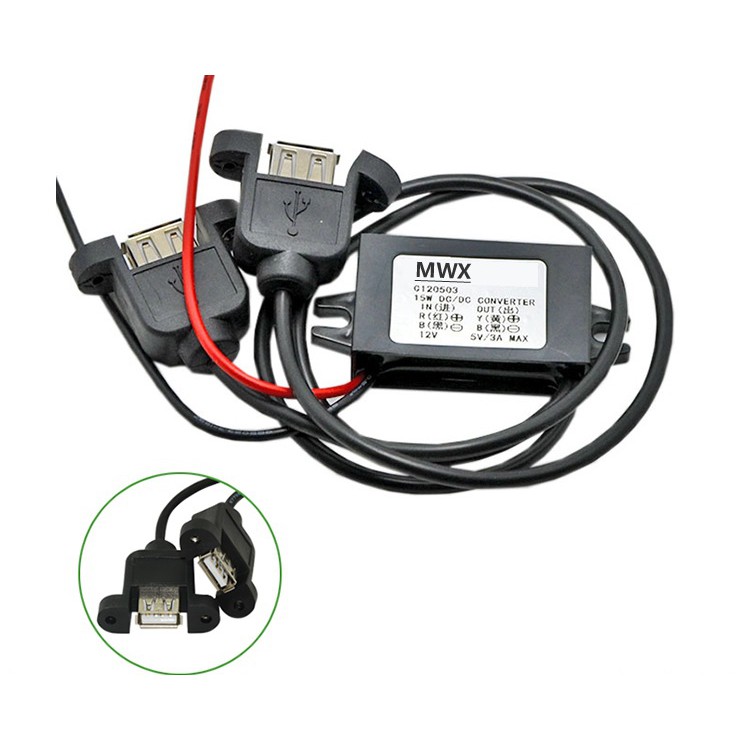 DC DC Step Down ZV 12V ke 5V 3A Double USB Output untuk Gojek/ Grabbikee