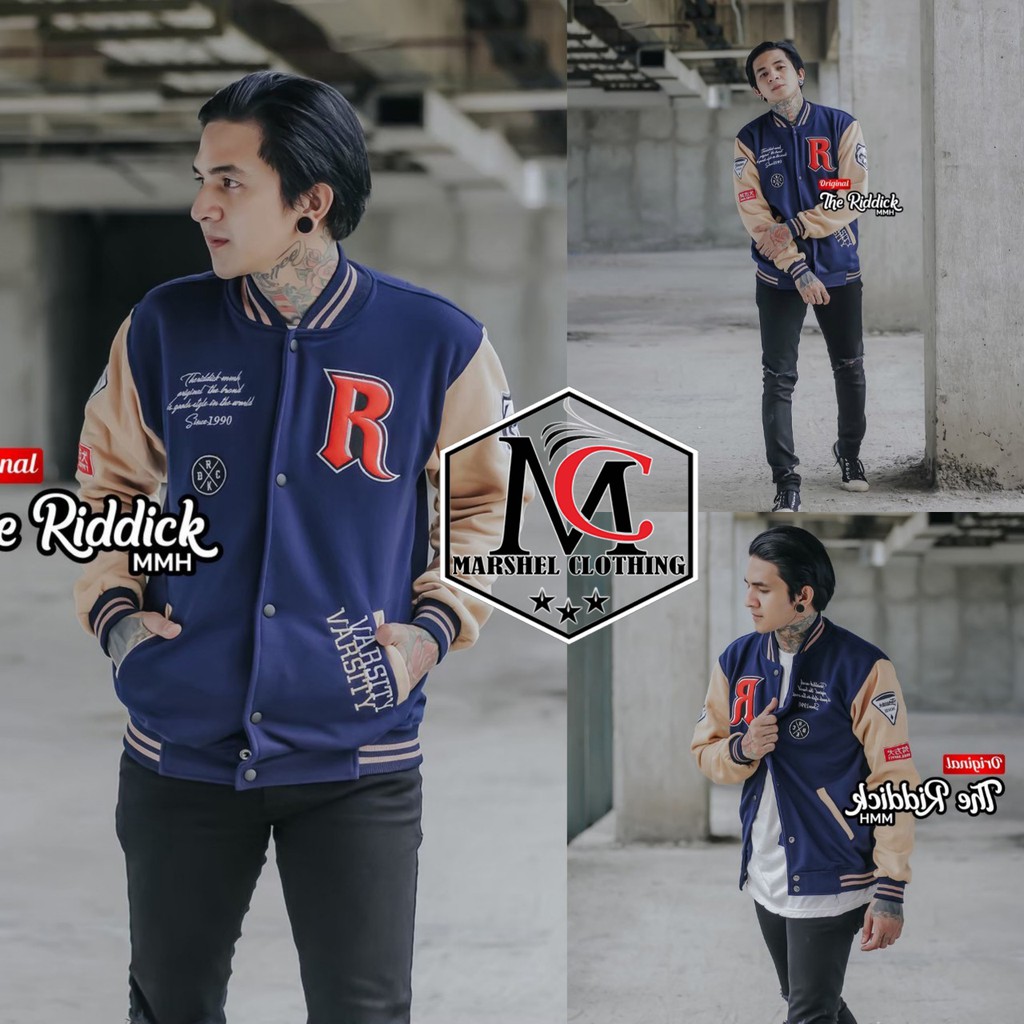 RCL - JAKET VARSITY BASEBALL FLEECE COTTON - JAKET VARSITI THE RIDDICK ORI - JAKET VARSITY MODEL TERBARU JAKET