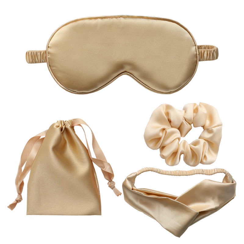 [LS] Set 4 Piece Pouch-Scrunchy-Bandana-Double Sided Silk Eyemask 8415