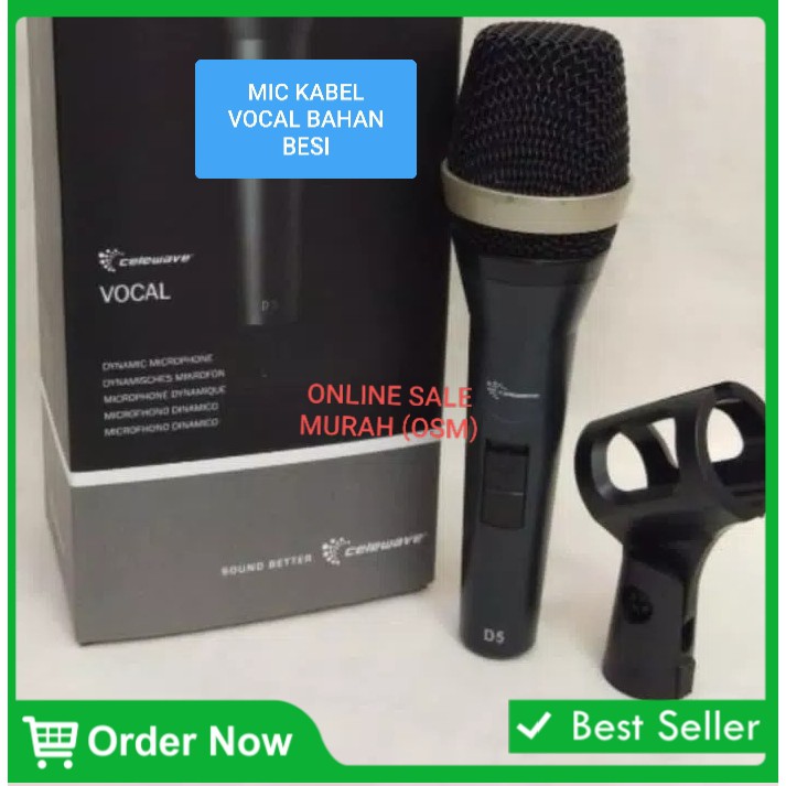 ORIGINAL suara emas dynamic Microphone mic mik pro karaoke mikrophone musik music kabel cable audio sound vokal vocal professional panggung dj studio asli golden  BISA DIGUNAKAN KE SEGALA ALAT AUDIO  CELEWAVE D5 Bahan dari metal besi SUARA BIASA JADI BAGU