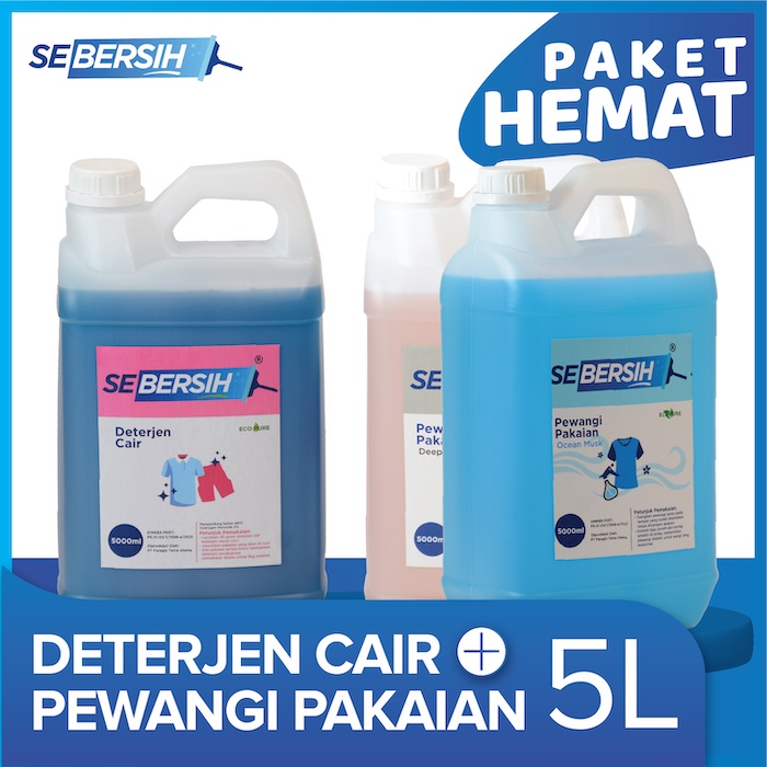 (Bundling) SEBERSIH Deterjen Cair & Pewangi Pakaian 5 Liter (GOJEK)