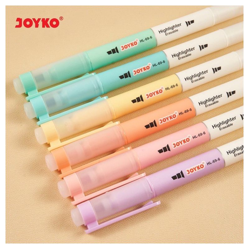 

JOYKO ERASABLE HIGHLIGHTER WARNA PASTEL HL-69-6 / JOYKO STABILO BISA DIHAPUS