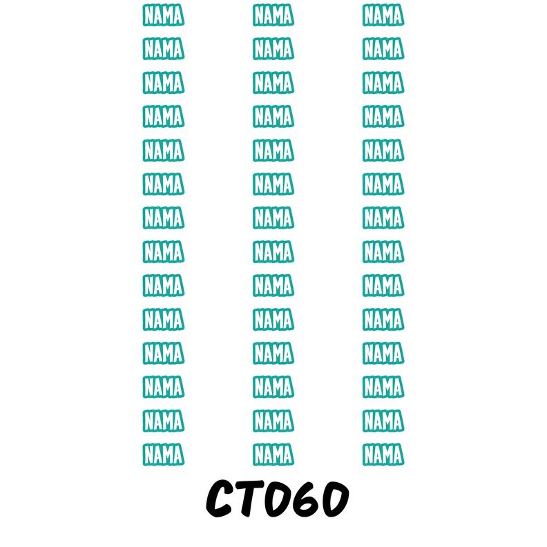 

Sticker Nama Cutting Label Waterproof Tahan Air Text 60 (CT060)
