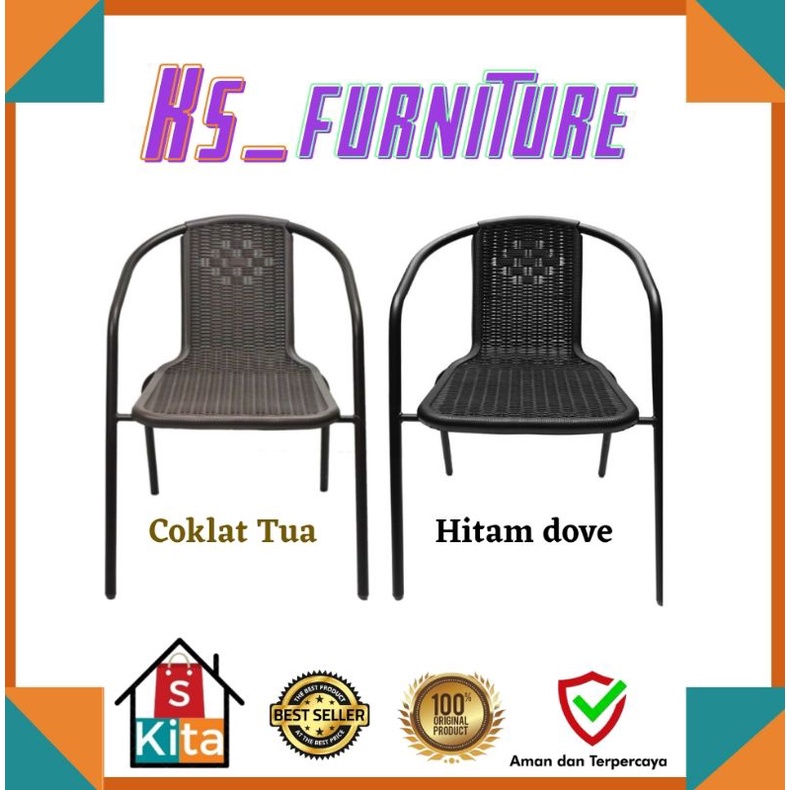 Soleil Kursi Teras Rotan - Hitam/Kursi Teras/Kursi Ruang Tamu/Kursi Besi/Kursi Anyaman/Kursi Outdoor