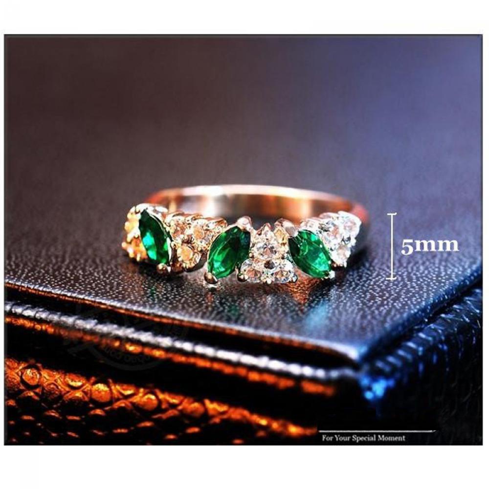 Histriry Cincin Vintage Hias Kristal Zamrud / Berlian Imitasi Berkilau Multi Warna Untuk Wanita