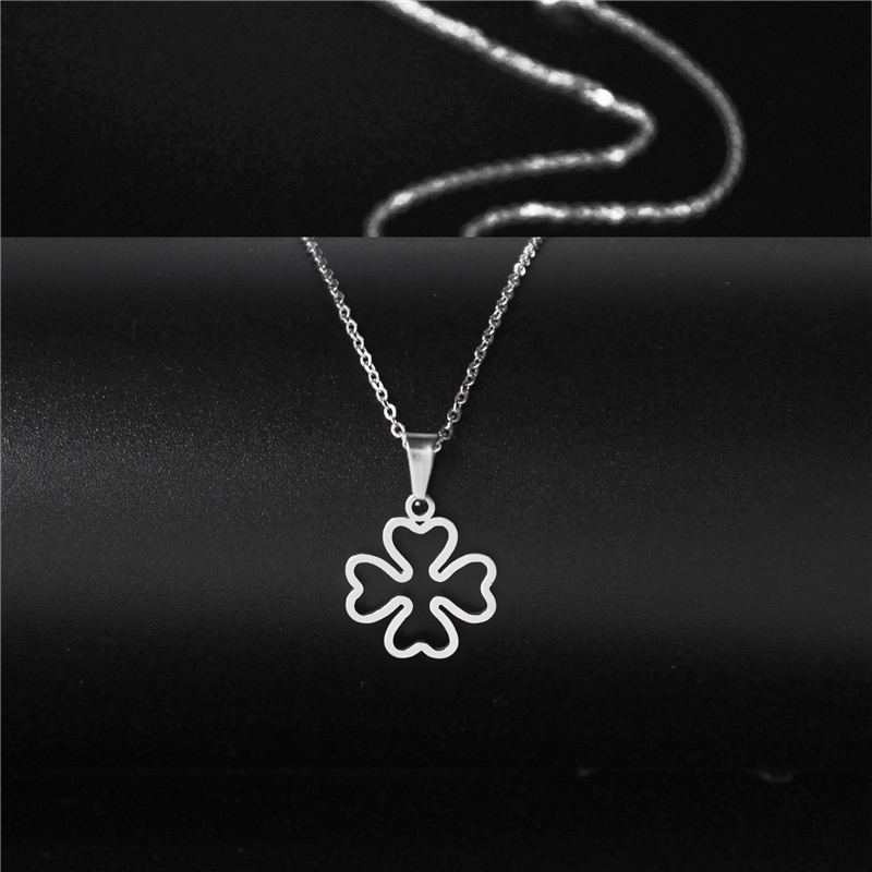 In hip hop clover kalung stainless steel disco mahasiswa hiphop clover kalung perhiasan pacar hadiah