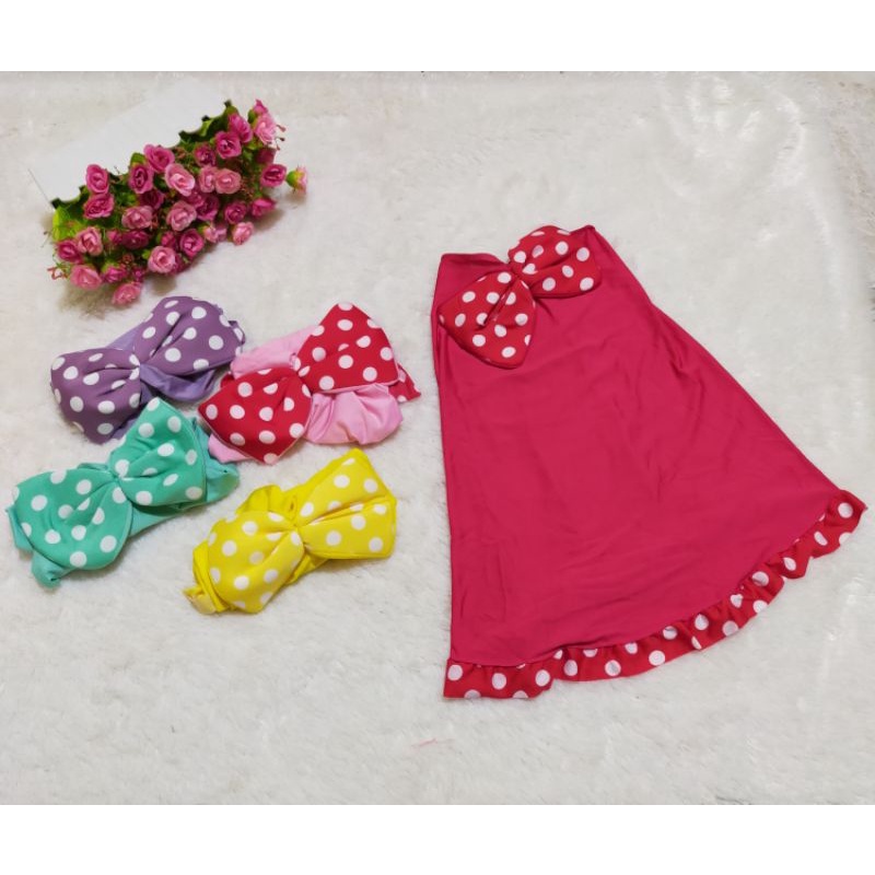 Jilbab Syria Pita Micky Motif Polkadot Hijab Baby Lucu