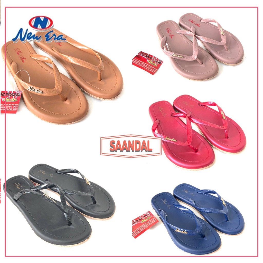 Sandal Jepit Wanita New Era Warna Polos Karet Tebal 10023 (BISA SATUAN COD)