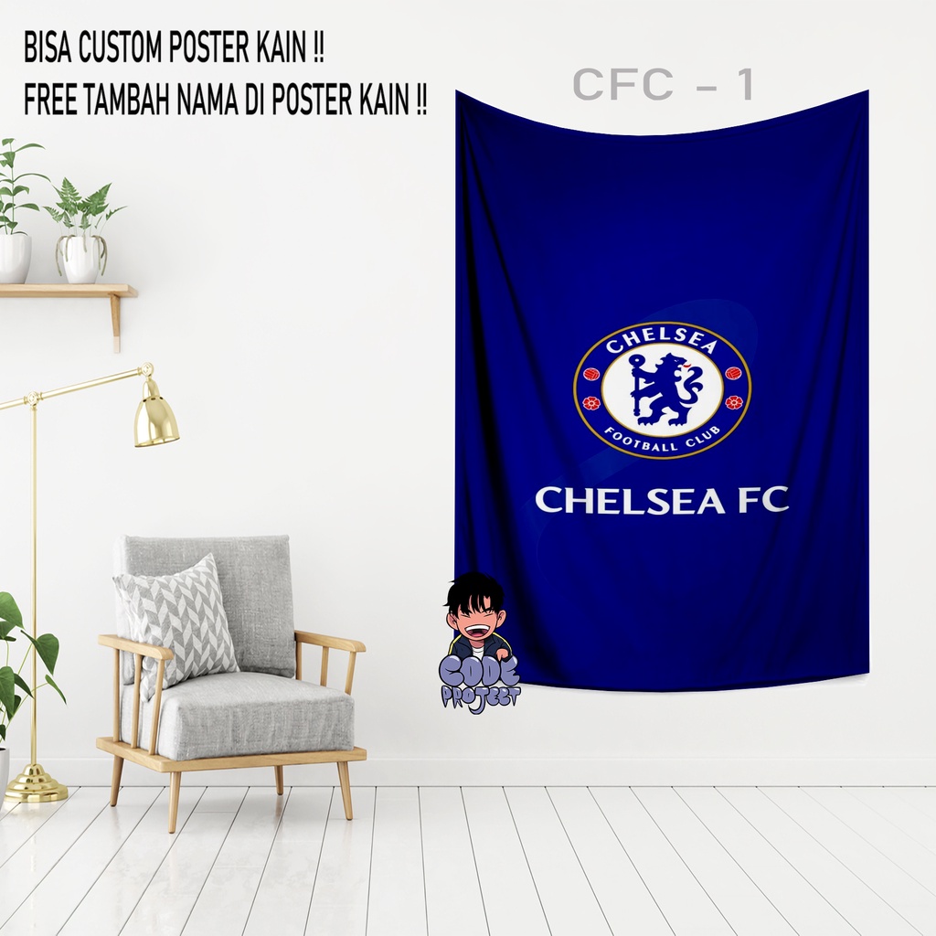 POSTER KAIN CHELSEA - hiasan dinding chelsea - club bola chelsea - custom poster kain - custom hiasa