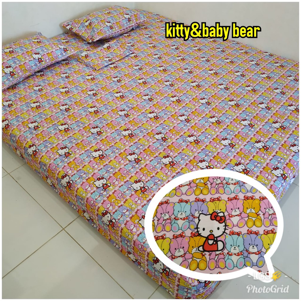 SPREI KITTY N BABY BEAR GROSIR HOMEMADE UKURAN 180X200 / GROSIR SPREI / SPREI MURAH