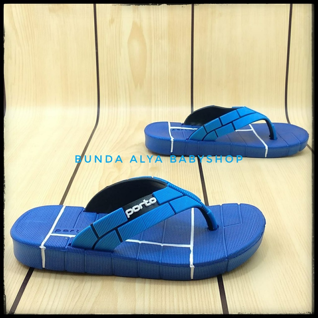 Sendal Anak Laki Laki Usia 4 5 6 Tahun Karet BIRU - Sandal Jepit Anak Cowok Anti Slip PORTO Size 25 - 34