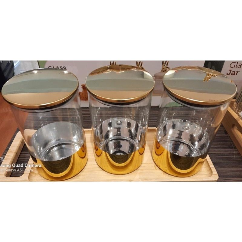 TOPLES GOLD GLASS JAR 880ml set isi 3pcs INFORMA