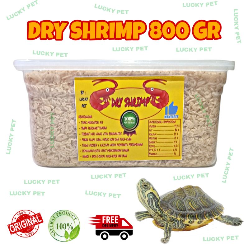 [800 GR] DRY SHRIMP udang kering pakan makanan kura kura air brazil dada merah kura kura ambon daun 