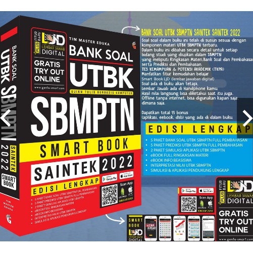 BUKU SBMPTN SAINTEK 2022 - BUKU UTBK SAINTEK - BANK SOAL UTBK SBMPTN SMART BOOK SAINTEK 2022