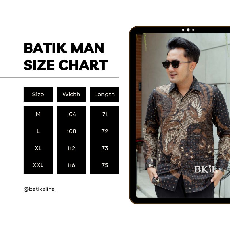 BATIK ALINA Batik Pria Lengan Panjang MOTIF MAHKOTA Hem Baju Batik Pria Kemeja Batik Pria Size M L XL XXL Seragam Batik Kerja