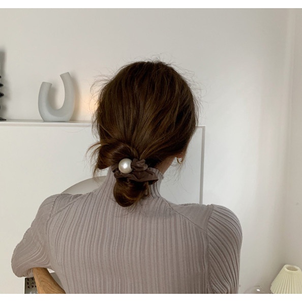Ikat Rambut Korea Wanita Mutiara / Karet Rambut Simple Polos Ujin