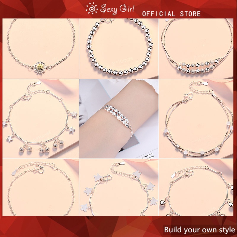 Perhiasan Gelang Rantai 925S silver Dengan Liontin Bunga Hati Untuk Hadiah Wanita