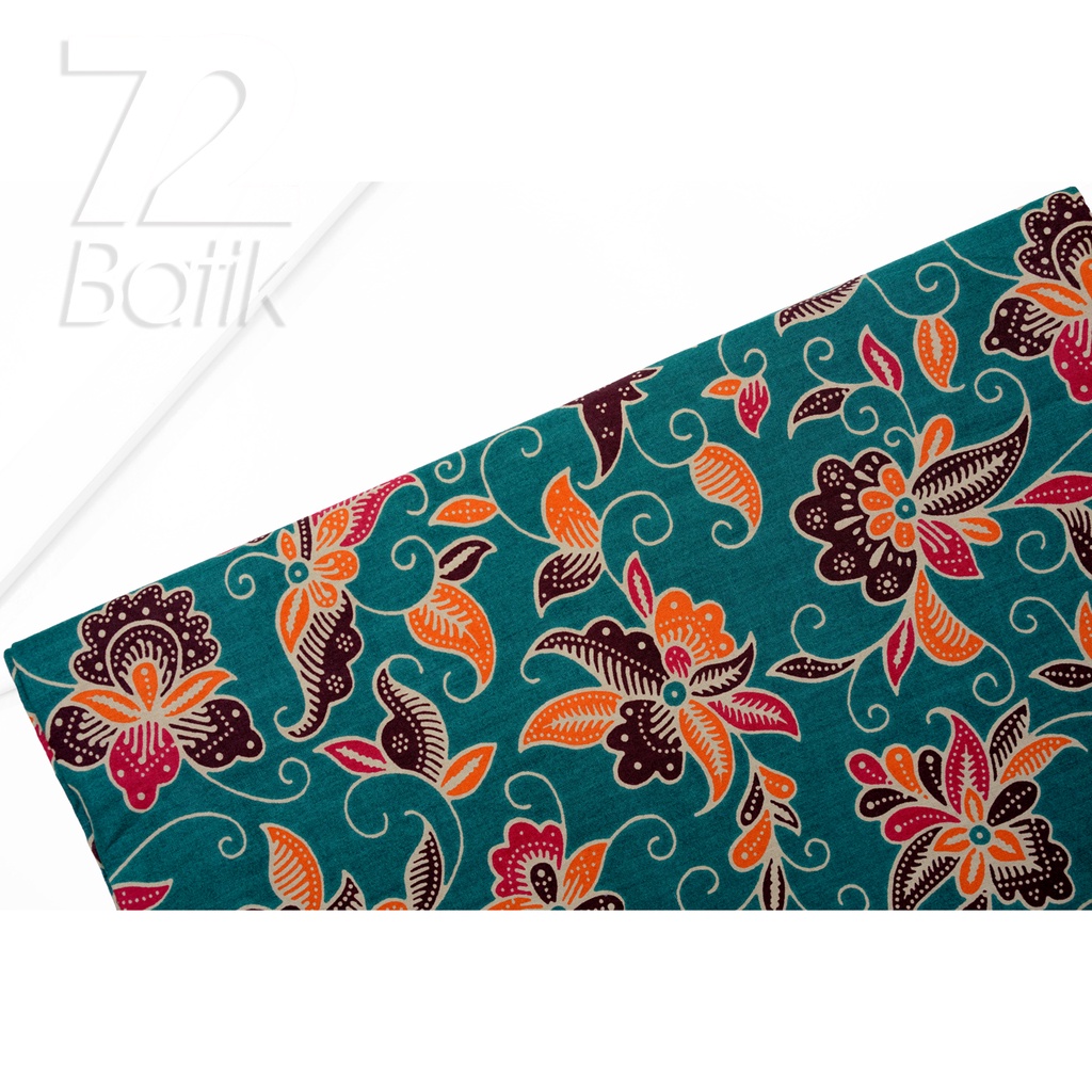 KAIN BATIK PREMIUM Bahan Katun Motif Kembang Clown Warna Hijau 721946 Cap 72 Jarik Jarit Samping Kebat Panjang Batik Katun Modern Premium Bahan Seragam Batik Pernikahan Kantor Keluarga Murah Kamen Jadi Batik Bali Lembaran