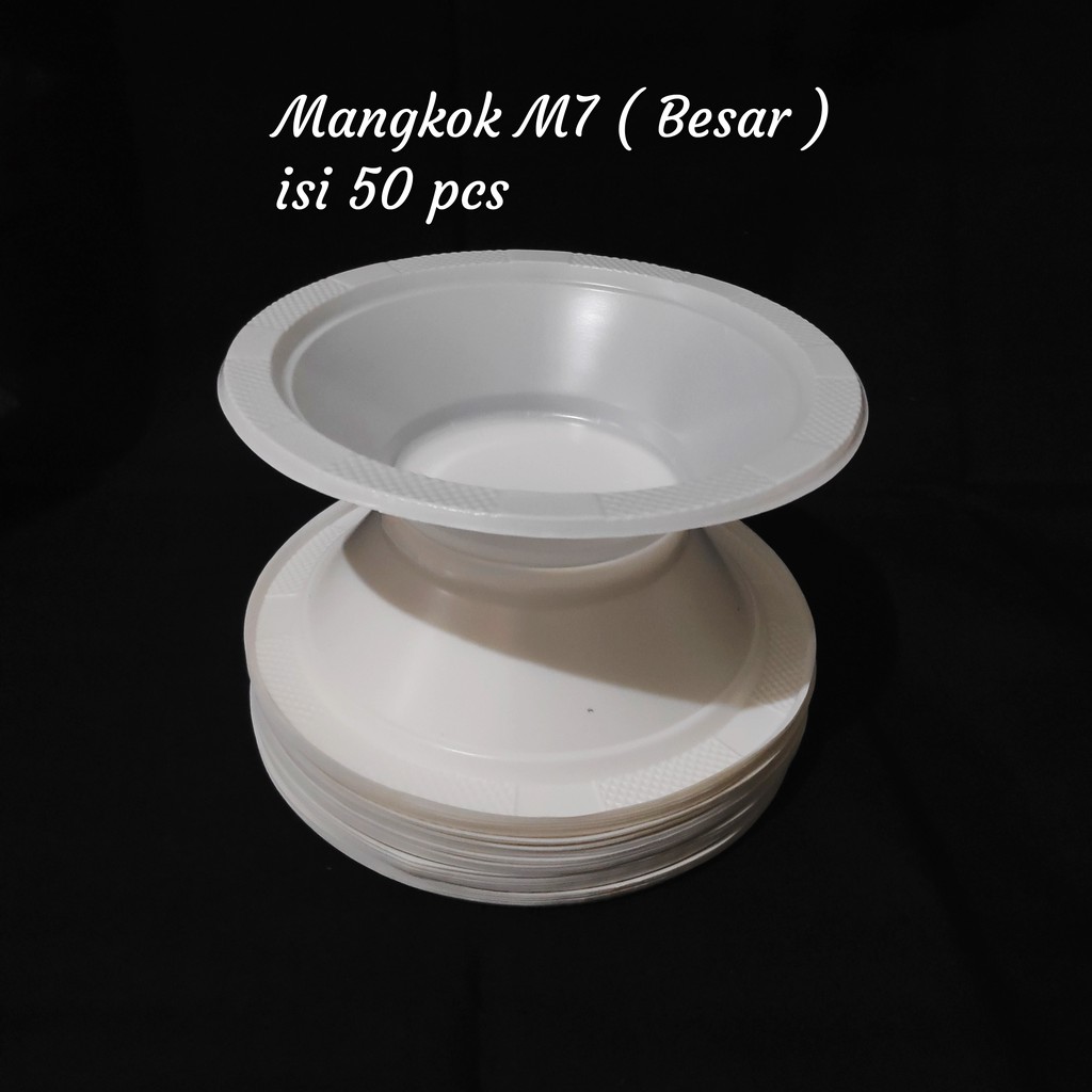 Mangkok Plastik Putih M-7 (isi 50 pcs) / Mangkok M-6 (50 pcs) / mangkok M-5 (50 pcs), Mangkok Bakso soto