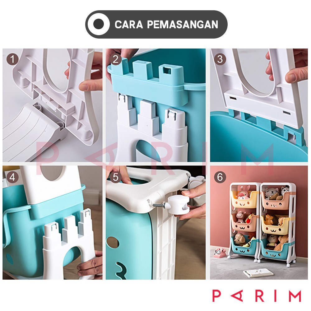 Rak roda Susun storage organizer Tempat Penyimpanan Mainan Anak Rak Mainan Anak YK-120A2/ Y-120A3