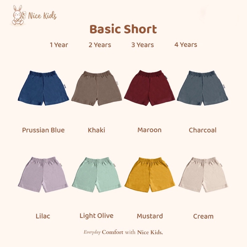 DINOANDBUNNY - BASIC SHORT - Nice Kids  Celana Pendek Anak Unisex Usia 1 Tahun - 4 Tahun