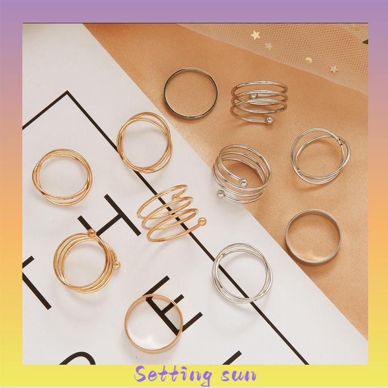 6 Pcs/set In Korea Cincin Gaya Punk Geometris Cincin Indah Pesta Pernikahan Wanita Fashion Perhiasan TN