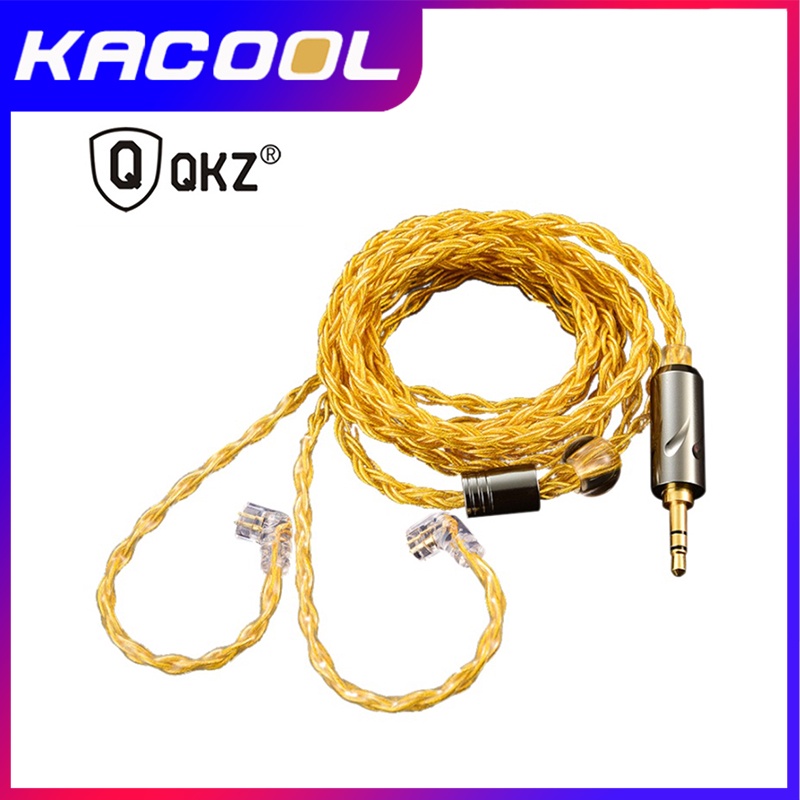 QKZ T1 Earphone Kabel Upgrade Berlapis Perak 4 core Upgrade QDC 2PIN 3.5MM Plug Earphone Kawat Kabel