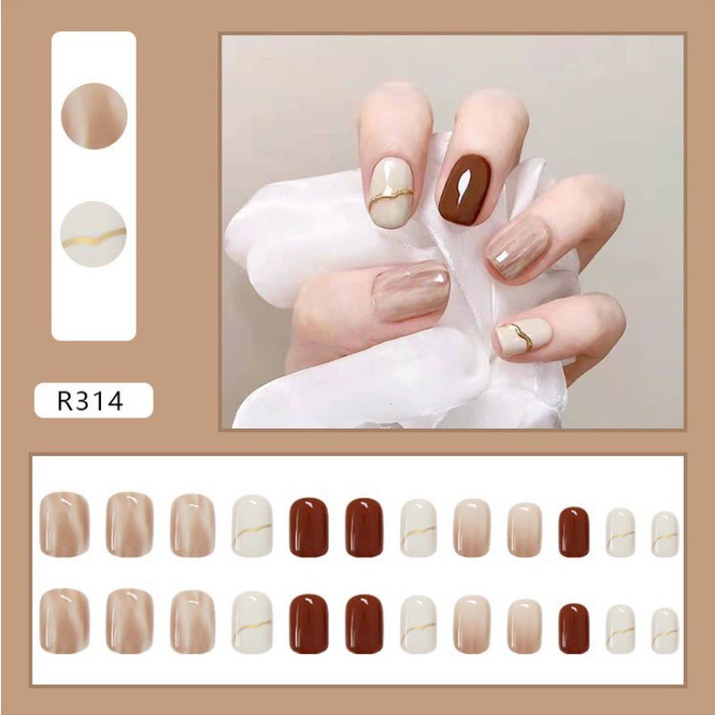 Fake Nails Art / Kuku Palsu 24 pcs (R301-R400) FREE LEM CAIR 2gr