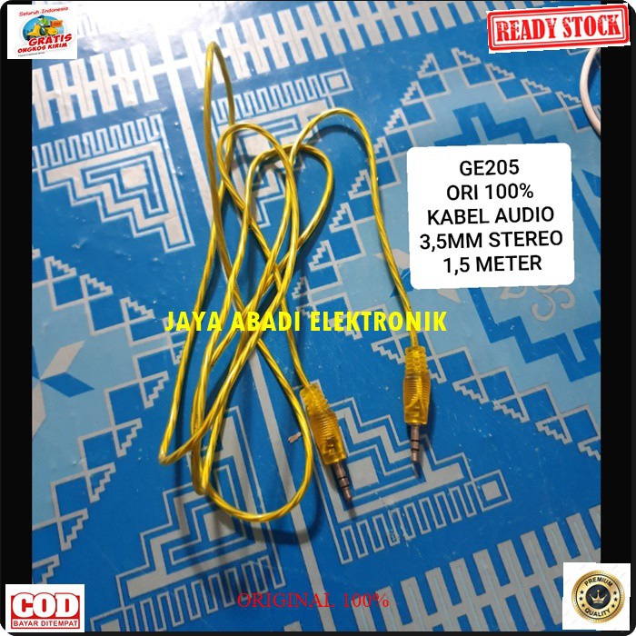 G205 ORIGINAL kabel aux audio hp handphone dual 3.5mm sound system stereo jek jack sambungan elektronik speaker spk musik mp3 suara laptop DLL multifungsi universal original G205  1,5 meter / 150 cm  KABEL 3.5MM KE 3.5MM  Bisa segala JENIS HP  Penyambunga