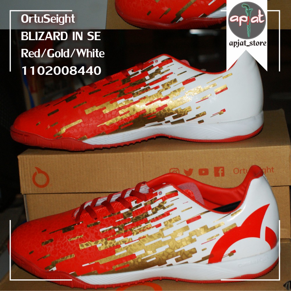 Sepatu Futsal ORTUS EIGHT BLIZZARD IN SE - RED/GOLD/WHITE