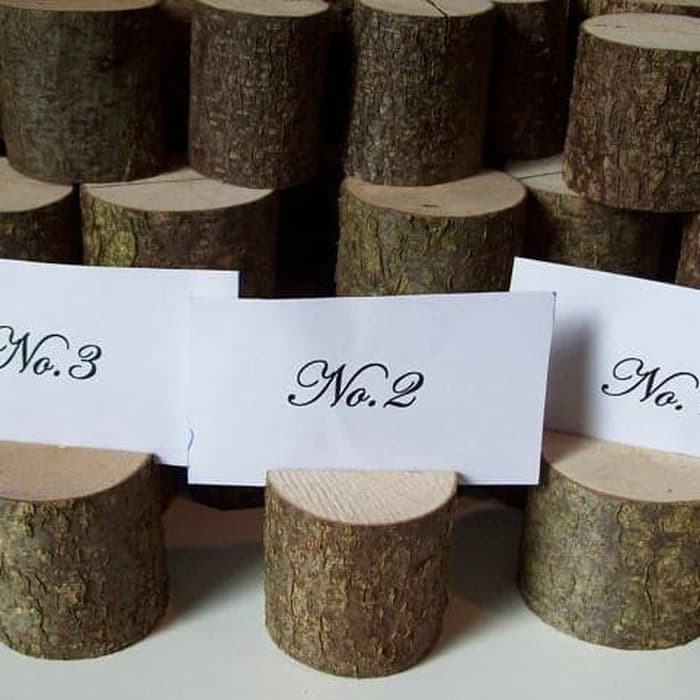 Rustic wood log card holder wedding decor table number holder