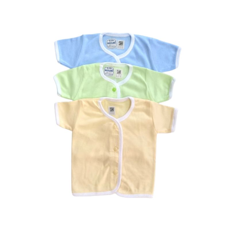 Baju Bayi BonBon Lengan Panjang/ Lengan Pendek Motif Pastel Polos 3pcs