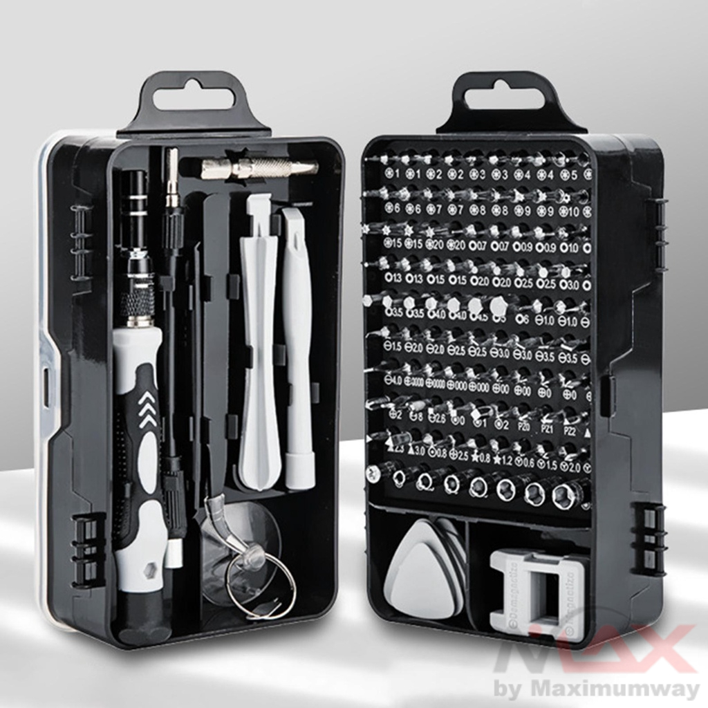 Taffware 115 in 1 Set lengkap alat reparasi HP dan Jam obeng lengkap alat buka casing HP Screwdriver Set Reparasi Smartphone Insulated 115 in 1 Screwdriver Set Screw Driver Bit Set Hexagon Magnetic Screwdriver Bits Kit Electronics PC Repair Hand Tool