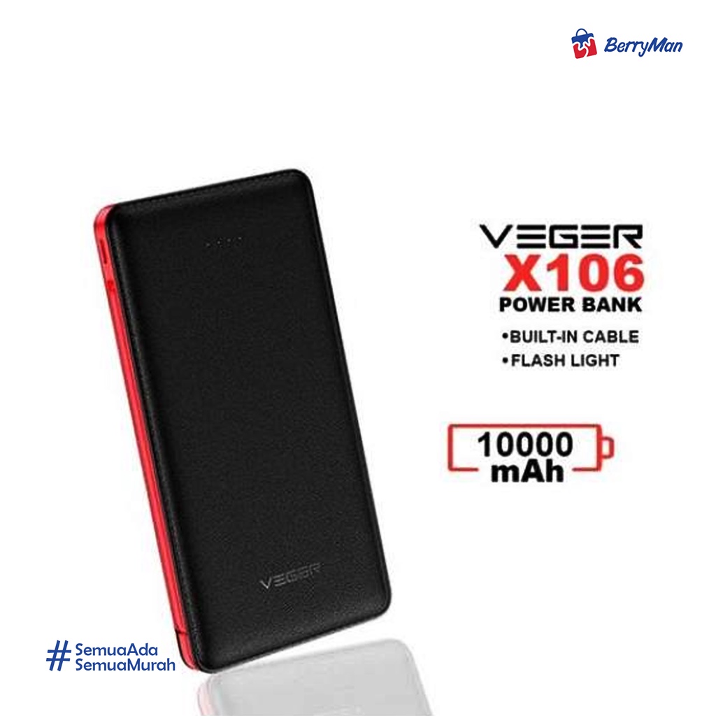 Power Bank VEGER ULTIMATE X106 10000 mAh BUILT-IN CABLE-1