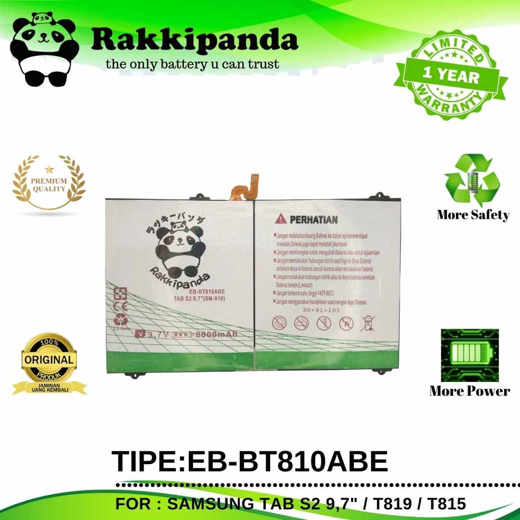 (R/K)- RakkiPanda - EB-BT810 Samsung Tab S2 9.7 / T819 / T815 Batre Batrai Baterai