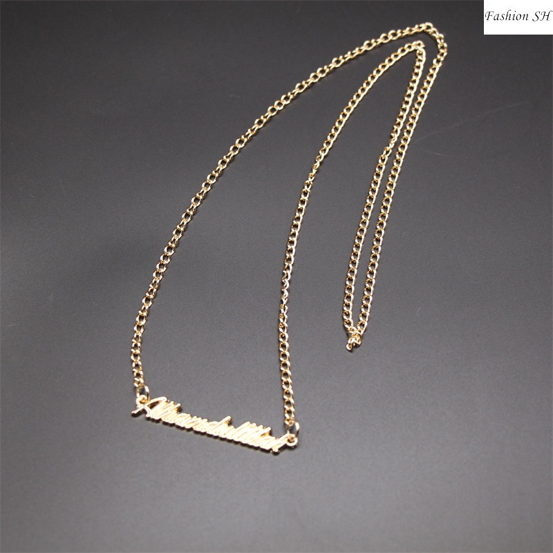 Kalung Rantai Alloy Dengan Liontin Huruf Inggris Untuk Wanita M50050