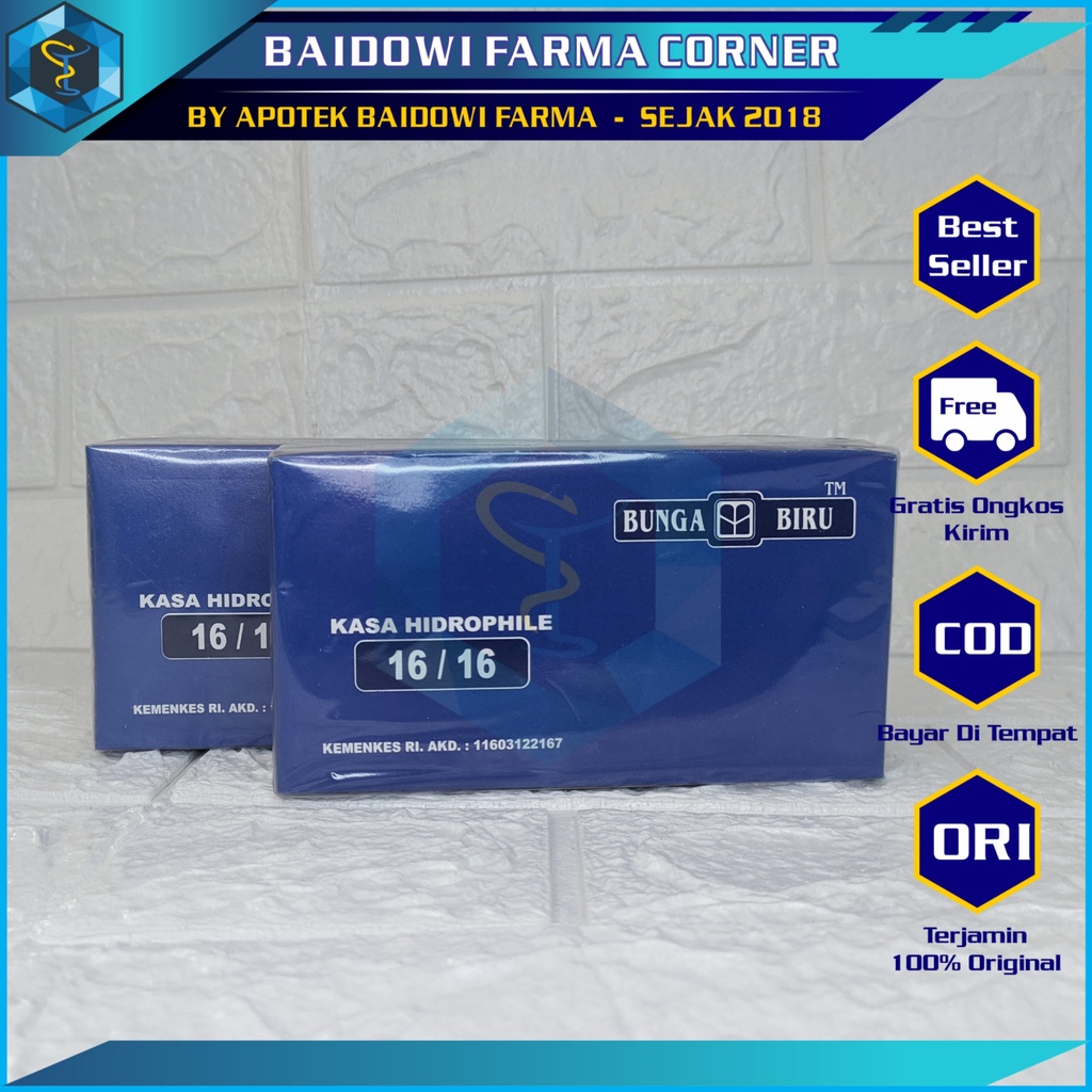 KASA BUNGA BIRU 16/16 KASA HIDROPHILE