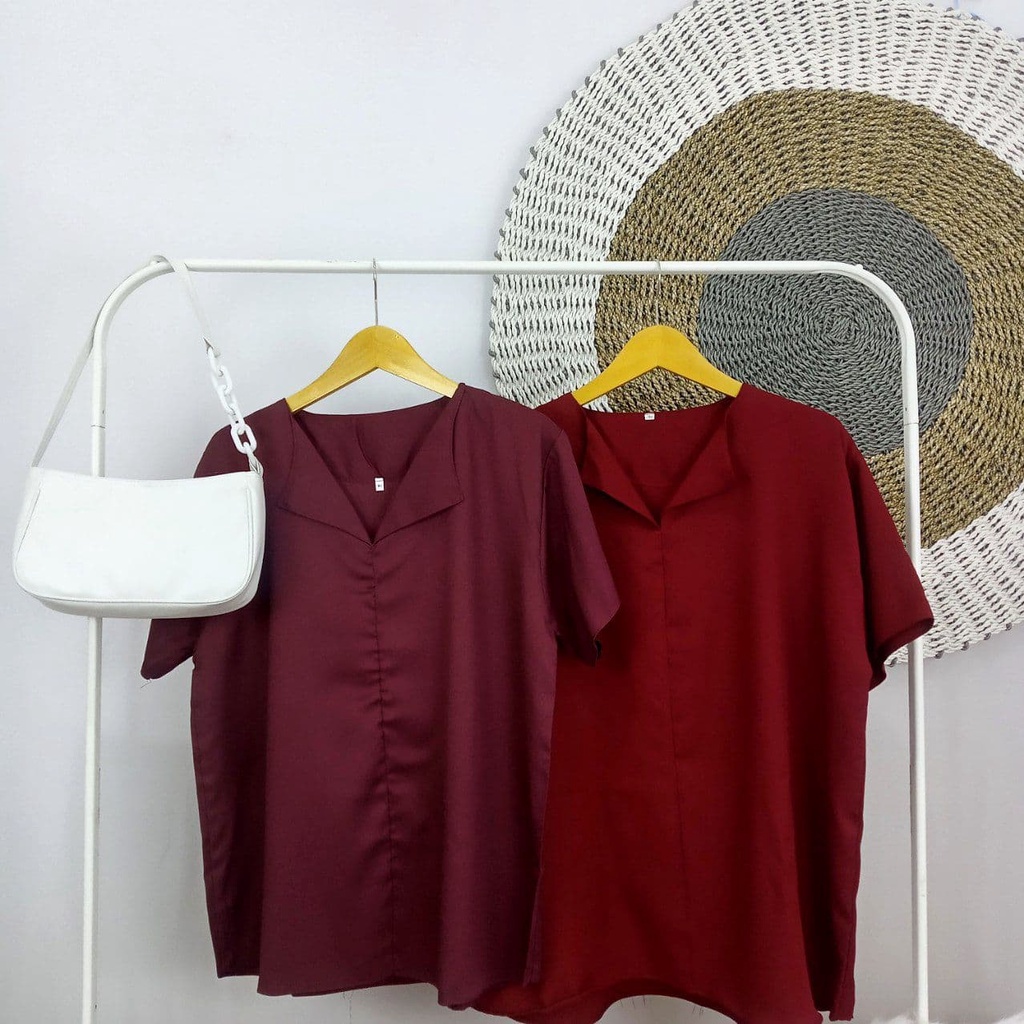 ATASAN BLOUSE LENGAN PENDEK JUMBO BIGSIZE OVERSIZE LD 110 120 130 140