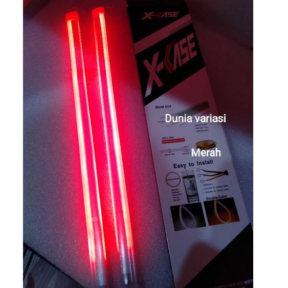 Penjualan Terbanyak.. Lampu Alis Running Dua Warna 30cm X-case BONUS DEMON DEVIL SEPASANG biru merah