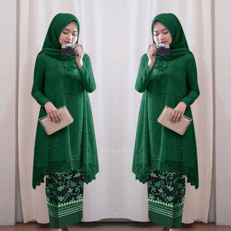 ( REAL PIC ) SET KEBAYA SAFITRI / SETELAN BATIK KEBAYA SIZE L / PAKAIAN WISUDA / SETELAN KEBAYA BATIK KONDANGAN TRADISIONAL