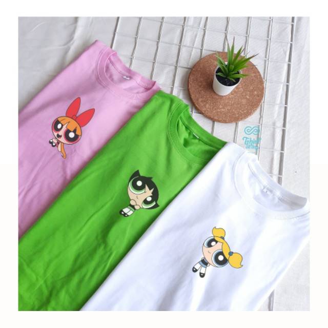 Tshitrallday Kaos Premium Unisex Pria &amp; Wanita bisa Oversize 100% Cotton Combed GRAPHIC POWER PUFFGIRLS