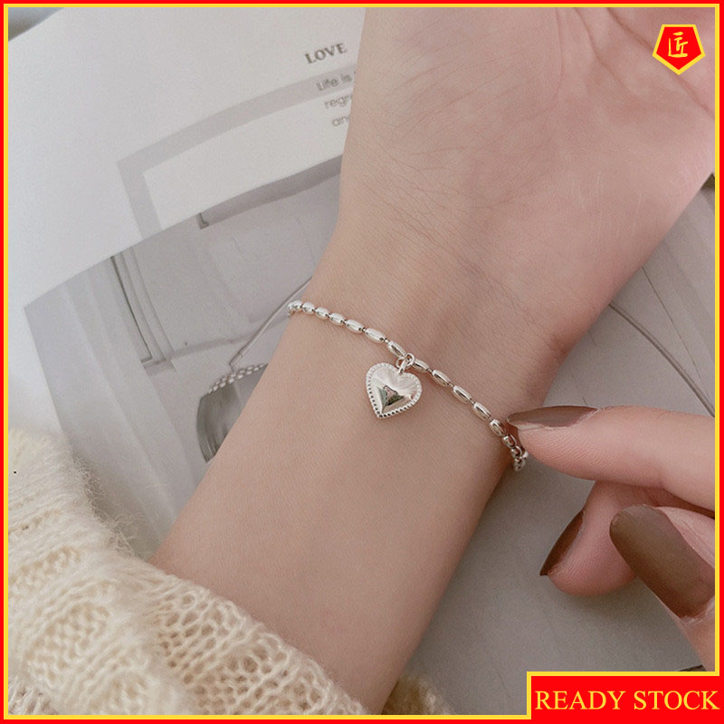 [Ready Stock]Fashion Personality Plated S925 Silver Heart Bracelet