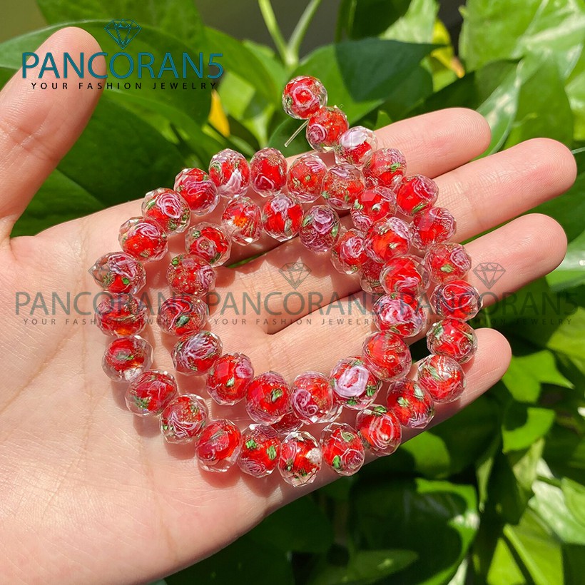 Manik Manik Kristal Lampwork Ceko Murano Warna Merah