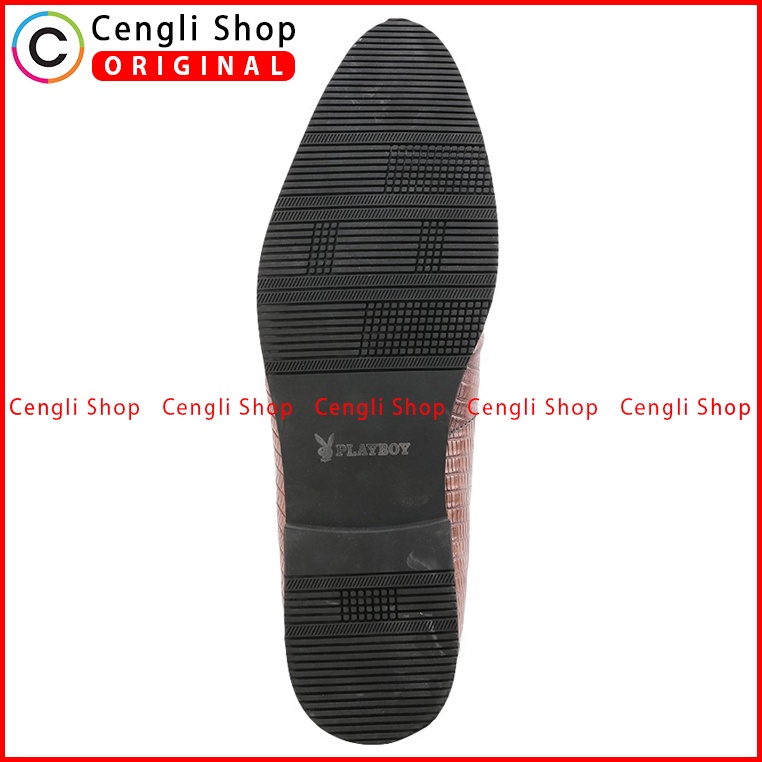 SEPATU PLAYBOY ORIGINAL PANTOFEL KULIT FORMAL PRIA TERBARU COKLAT PL12